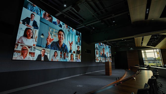 LED video walls transform executive conference center